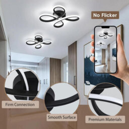 30W Led Ceiling Light Flower Cool White Black Chandelier For Bedroom Living Room - thumbnail 5
