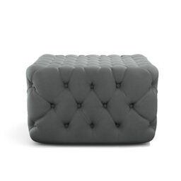 Darphe Grey Velvet Buttoned Tufted Footstool 62Cm X 62Cm X 40Cm - thumbnail 2