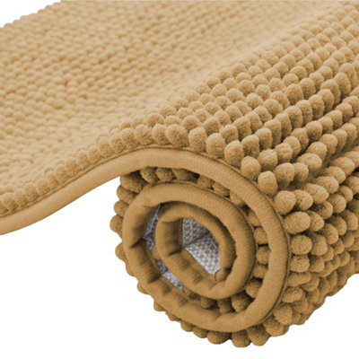 K Collection Chenille Bath Mat Beige (80Cm X 50Cm)