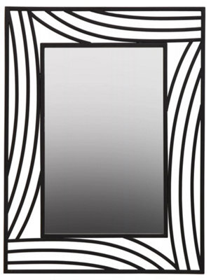 Orsina Logan Wall Mirror, Clear, Black, Glass, Wood, Metal - image 1