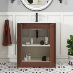 Royal Bathrooms Elmore 700mm Traditional Floor Standing 2 Door Bathroom Vanity Unit With Ceramic Basin Sink - Terracotta Clay - thumbnail 5