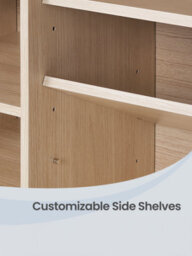 LEDREM Shoe Bench With Cushion, 10-Compartment Storage Bench With Padded Seat, Adjustable Shelves, For Bedroom, Oak Colour - thumbnail 8