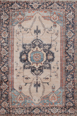 Loomed Soft Washable Machine Washable Cream Bordered Vintage Area Rug - 230 X 160Cm - image 1