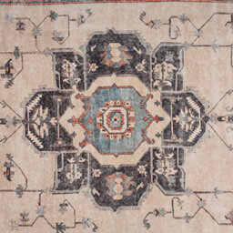 Loomed Soft Washable Machine Washable Cream Bordered Vintage Area Rug - 230 X 160Cm - thumbnail 9