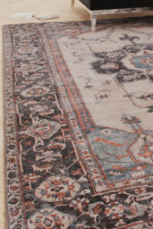 Loomed Soft Washable Machine Washable Cream Bordered Vintage Area Rug - 230 X 160Cm - thumbnail 2