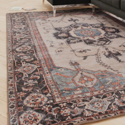 Loomed Soft Washable Machine Washable Cream Bordered Vintage Area Rug - 230 X 160Cm - thumbnail 6