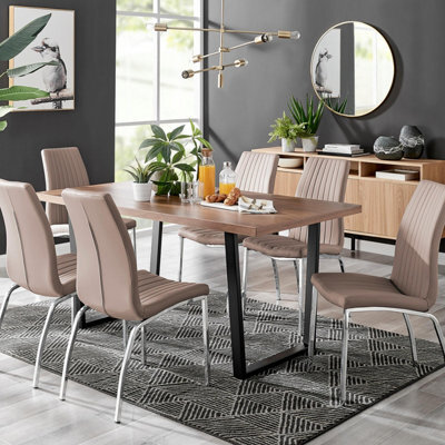 Furniturebox Uk Kylo Brown Wood Effect Dining Table & 6 Cappuccino Isco Chairs - image 1