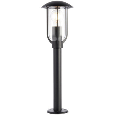 500mm Outdoor Lamp Post Light - Textured Black & Clear Shade - Exterior Bollard - image 1
