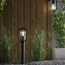 500mm Outdoor Lamp Post Light - Textured Black & Clear Shade - Exterior Bollard - thumbnail 4