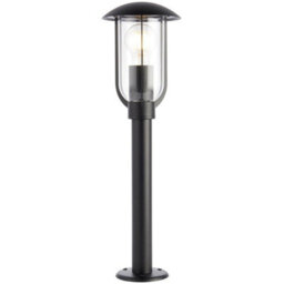 500mm Outdoor Lamp Post Light - Textured Black & Clear Shade - Exterior Bollard - thumbnail 1