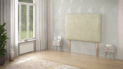 Somnior Beds Somnior  4Ft6 Doll Double 32 Inches Plush Ivory Headboard With Wooden Struts