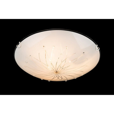 Luminosa Lighting Luminosa Calimero I Patterned Glass Flush Ceiling Light White Satined Glass Shade 3X E27 - image 1