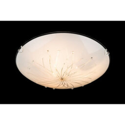 Luminosa Lighting Luminosa Calimero I Patterned Glass Flush Ceiling Light White Satined Glass Shade 3X E27