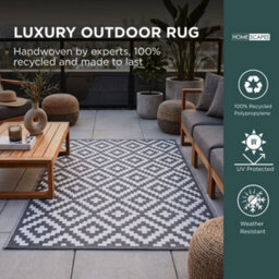 Homescapes Zoe Geometric White & Grey Outdoor Rug, 240 X 300 Cm - thumbnail 2