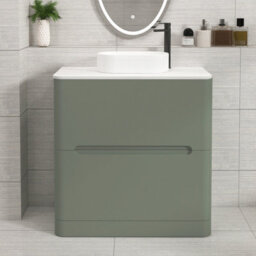 Royal Bathrooms Venice 800mm Sage Green Freestanding Bathroom Countertop Vanity Unit 2 Drawer With Lyon Basin - thumbnail 1
