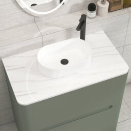 Royal Bathrooms Venice 800mm Sage Green Freestanding Bathroom Countertop Vanity Unit 2 Drawer With Lyon Basin - thumbnail 6