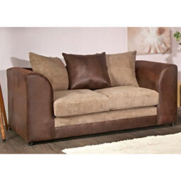 Furnishings For Less UK Luca Brown And Beige 2 Seater Fabric And Leather Trim Cord