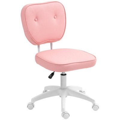 Pink Small Pu Leather Office Chair For Home Vanity, Armless - image 1