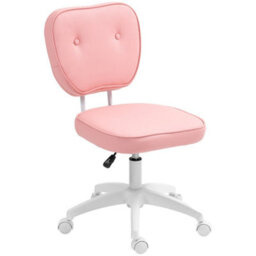 Pink Small Pu Leather Office Chair For Home Vanity, Armless - thumbnail 1