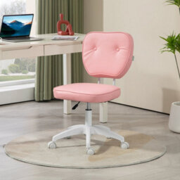 Pink Small Pu Leather Office Chair For Home Vanity, Armless - thumbnail 6