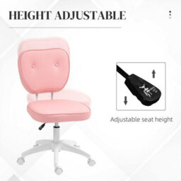 Pink Small Pu Leather Office Chair For Home Vanity, Armless - thumbnail 3