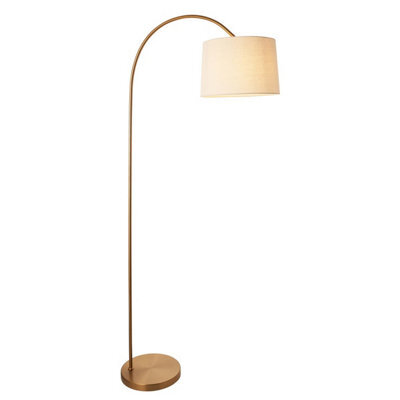 Luminosa Lighting Luminosa Carlson Arc Floor Lamp Warm Brass Plate, Natural Fabric, 1X E27 - image 1