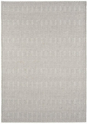 Modern Rug, Handmade Wool Rug For Bedroom, & Livingroom, 4mm Thickness Silver Geometric Dining Room Rug-100Cm X 150Cm - image 1