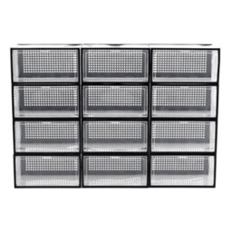 Darphe 12 Pack Clear Stackable Plastic Shoe Storage Boxes With Mesh Ventilation - thumbnail 4