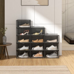 Darphe 12 Pack Clear Stackable Plastic Shoe Storage Boxes With Mesh Ventilation