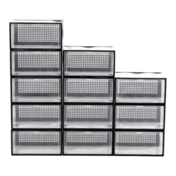 Darphe 12 Pack Clear Stackable Plastic Shoe Storage Boxes With Mesh Ventilation - thumbnail 3