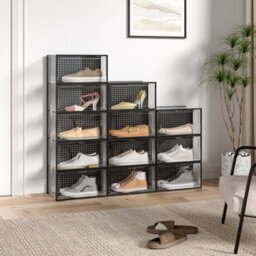 Darphe 12 Pack Clear Stackable Plastic Shoe Storage Boxes With Mesh Ventilation - thumbnail 2
