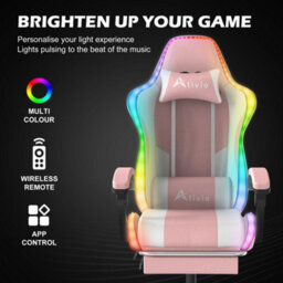 Alivio Wireless App Control Led Gaming Chair With Massage Lumbar Cushion (Pink) - thumbnail 7