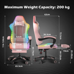 Alivio Wireless App Control Led Gaming Chair With Massage Lumbar Cushion (Pink) - thumbnail 4