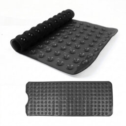 Oxford Homeware Suction Cups Gripper Shower Bath Mat Machine Washable Anti Mould And Mildew Bathroom Mat (Black, 38X70Cm) - thumbnail 1