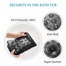 Oxford Homeware Suction Cups Gripper Shower Bath Mat Machine Washable Anti Mould And Mildew Bathroom Mat (Black, 38X70Cm) - thumbnail 3