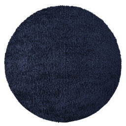 Livabliss Round Moda Shaggy-Solid Color Dark Blue Plush Soft Pile Living Bedroom Rug 160 X 160 Cm Easy Care, Non Shedding - thumbnail 1