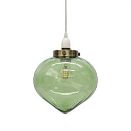 First Choice Lighting Layla - Green Glass Easy Fit Pendant Shade With Antique Brass Detail - thumbnail 2
