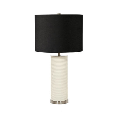 Luminosa Lighting Luminosa Ripple Table Lamp With Round Shade, White With Black Shade - image 1