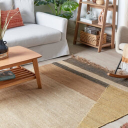 Beliani Jute Geometric Area Rug 140 X 200 Cm Brown Rustic Boho - thumbnail 2