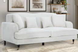 Teddy Boucle Fabric White 3 Seater Sofa