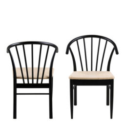 Wyld Haus Krakow Black Round Extending Dining Table With 6 Scandinavian Chairs - thumbnail 8