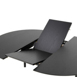 Wyld Haus Krakow Black Round Extending Dining Table With 6 Scandinavian Chairs - thumbnail 4