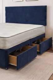 Knight Sleep York Navy Plush 6Ft Hybrid Sprung Orthopaedic Divan Bed Set 2 Drawers With Upholstered Headboard - Super King - thumbnail 2