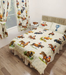 Thelwell Antics Duvet Cover Set, Super King Size, Equestrian Cartoon Horses Pony Comic, Cream - thumbnail 2