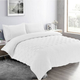 Homes & Linen Hearts Teddy Fleece White Duvet Cover Set Super Soft Fluffy Bedding With Embossed Heart Design - thumbnail 1