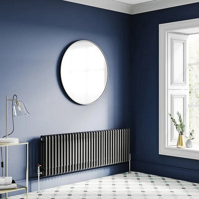 Planet Radiators Three Column 600 X 1415mm Cast Iron Style Radiator Black