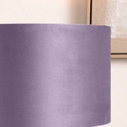 Pacific Lifestyle 40Cm Lilac Velvet Cylinder Table Lampshade Elegant Drum Floor Lamp Shade - thumbnail 2