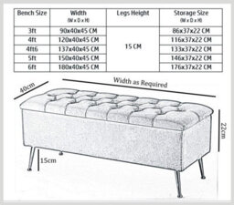 180Cm Amara Chesterfield Ottoman Storage Bench - Plush Velvet Shoes Bench - White Upholstery Footstool Storage With Legs - thumbnail 4