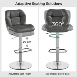 Faux Leather Adjustable Swivel Bar Stool Gray - thumbnail 3