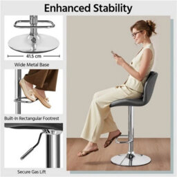 Faux Leather Adjustable Swivel Bar Stool Gray - thumbnail 4